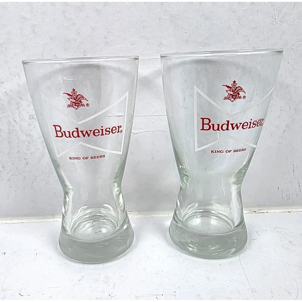 Vtg Set of 2 Budweiser Beer Pint Glasses 